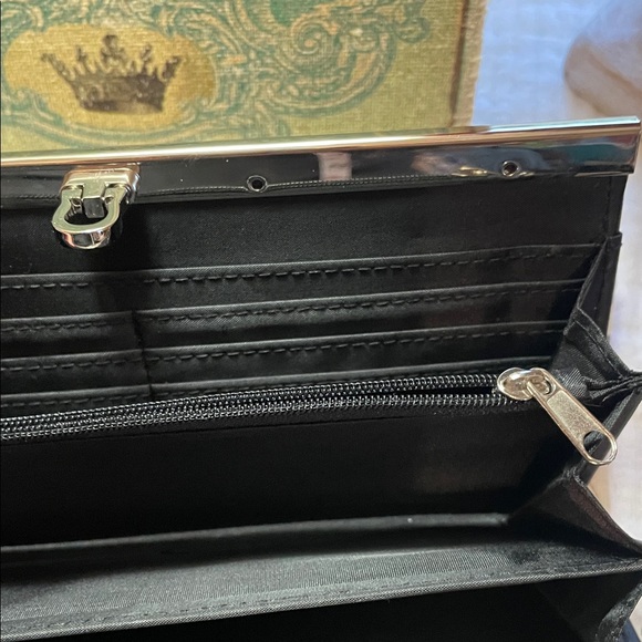 Leopard Print Patent Clutch with Rose Silver Trim - Picture 5 of 12